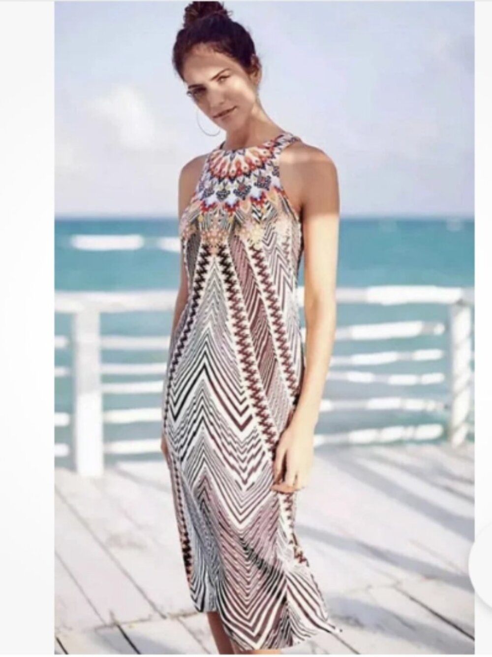 Anthropologie HD in Paris Womens Size 0 Solstice Silk Midi Sheath Dress